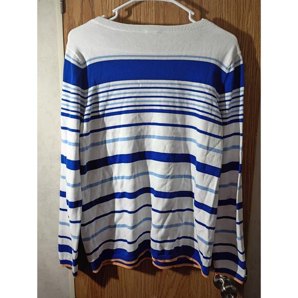 Talbots Cotton Breton Stripe Knit Top Medium Classic Nautical Old Money Prep - Picture 5 of 10